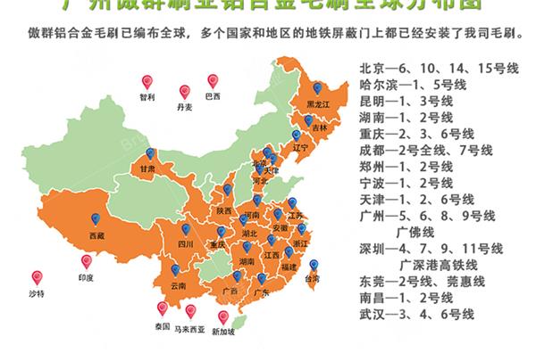 傲群铝合金毛刷分布